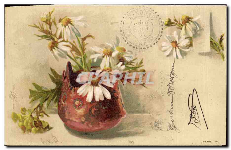 Fleurs de marguerites dans un vase — série 147 — éditeur inconnu