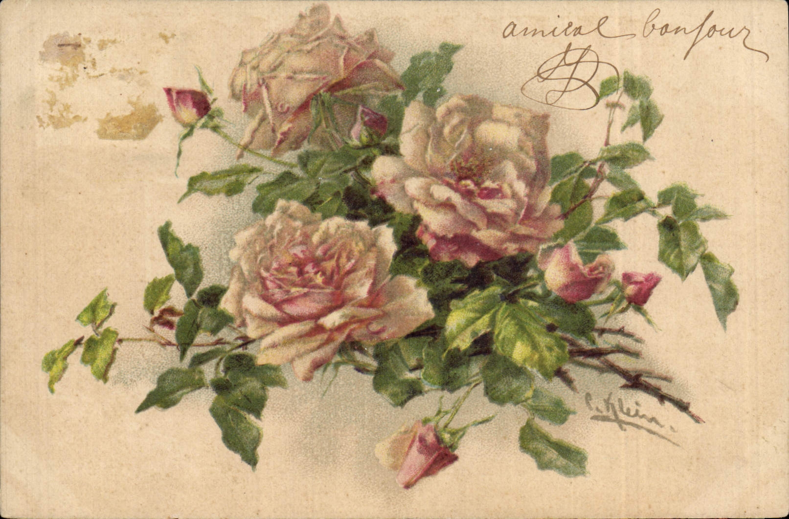 CPA Fantaisie Illustrateur Fleurs 
