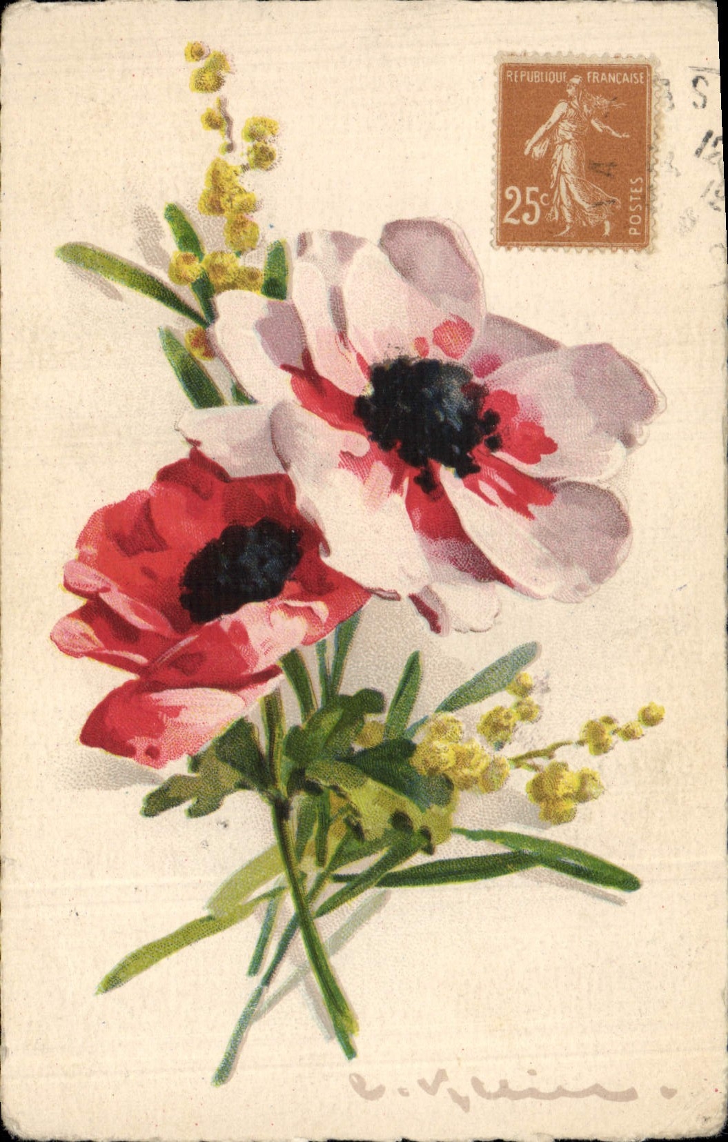 CPA Fantaisie Illustrateur Fleurs 