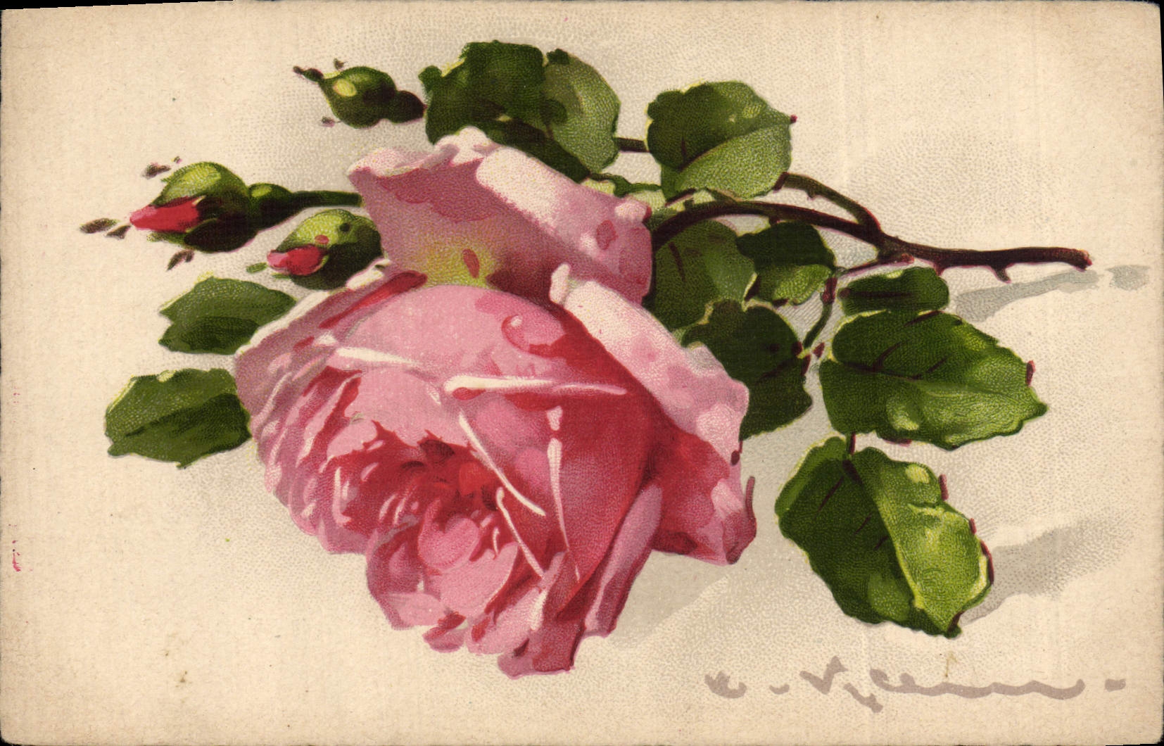 CPA Fantaisie Illustrateur Fleurs 