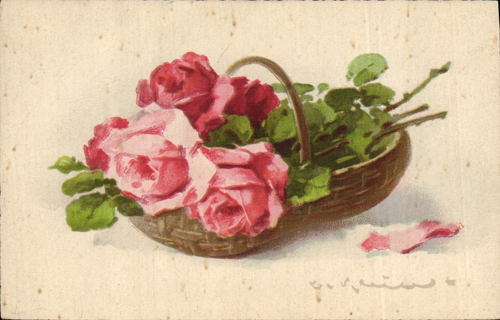 CPA Fantaisie Illustrateur Fleurs 