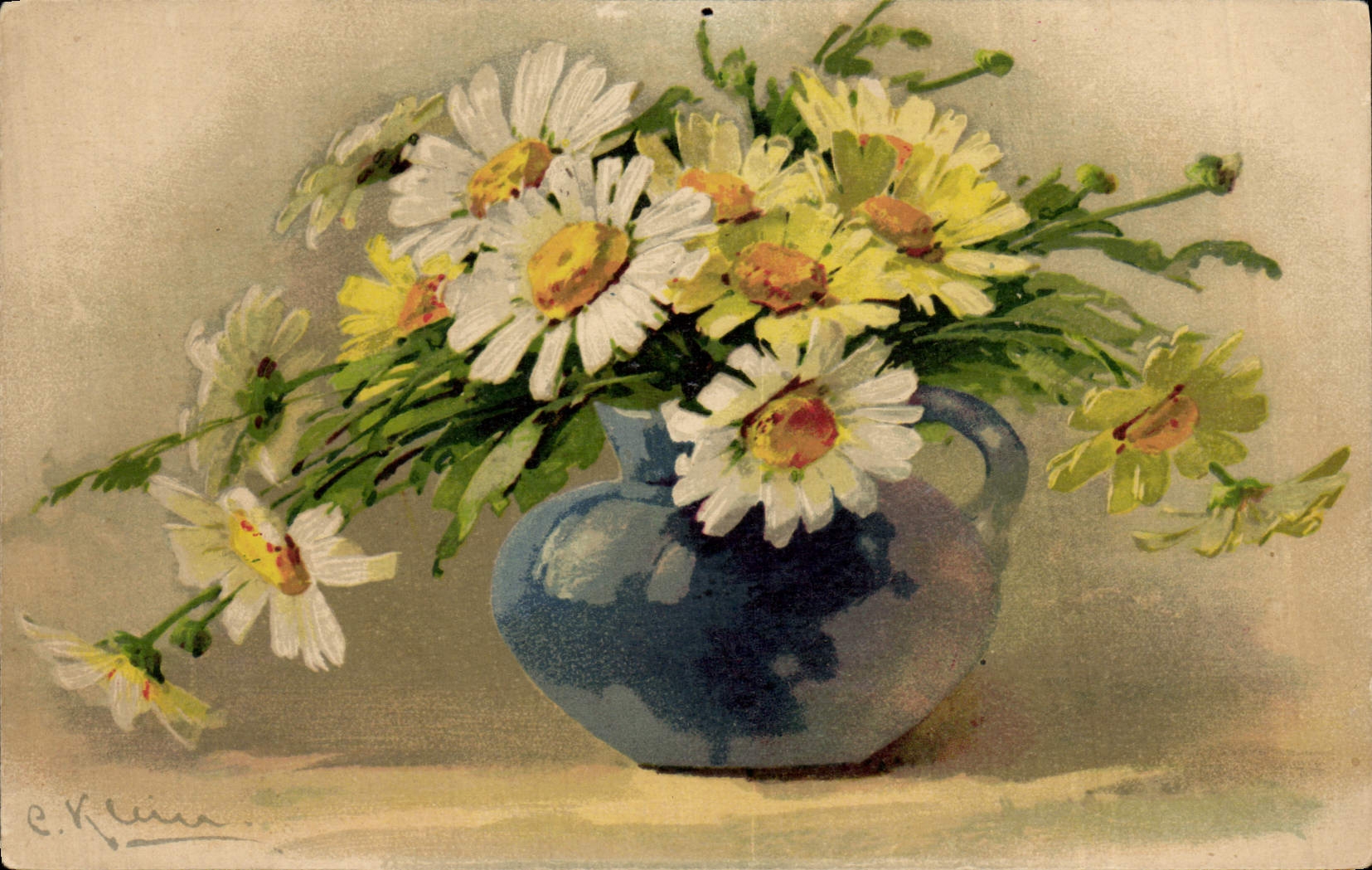 CPA Fantaisie Illustrateur Fleurs 