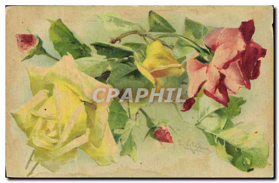 CPA Fantaisie Illustrateur Fleurs 