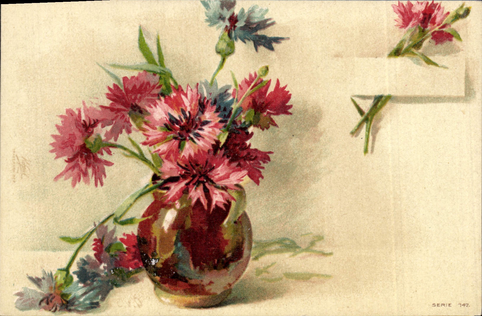 CPA Fantaisie Illustrateur Fleurs 