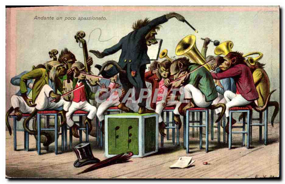 Orchestre de singes — Musiciens en tenue — Éditeur E. V. — Série 1150