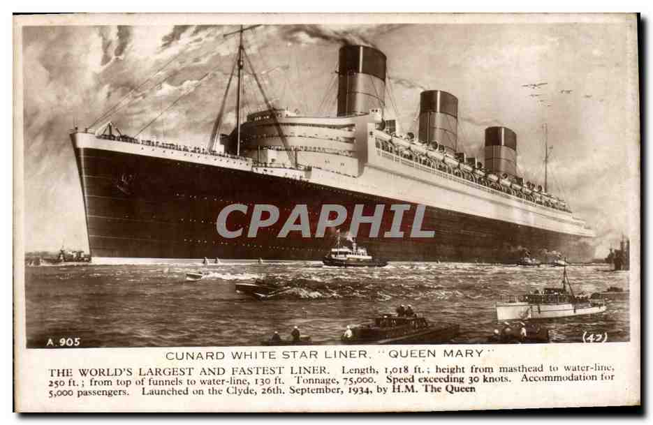 CPA Bateau Paquebot Cunard White Star Liner Queen Mary 