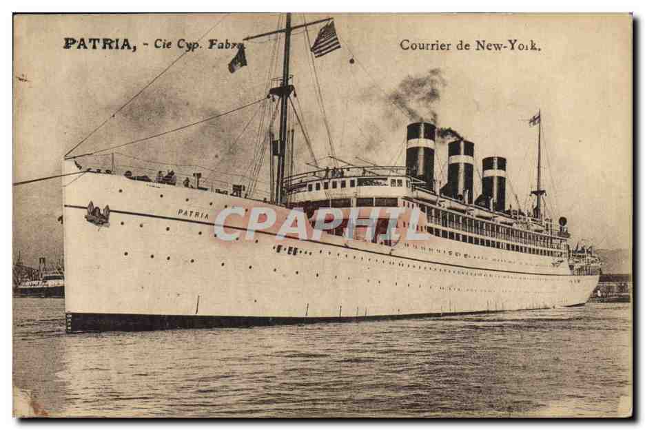 CPA Bateau Paquebot Patria Cie Cyp Fabre Courrier de New York 