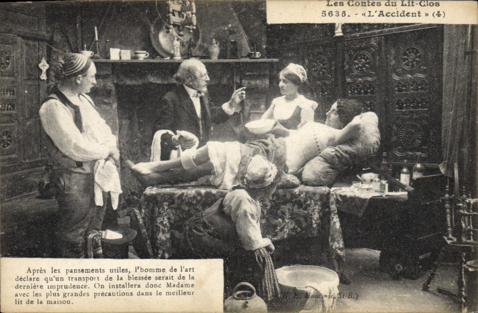 CPA Folklore Lits clos Les contes du lit clos L'accident 