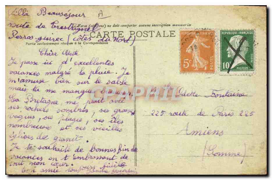 CPA Folklore Lits clos La priere au pied du Lit clos  — Verso