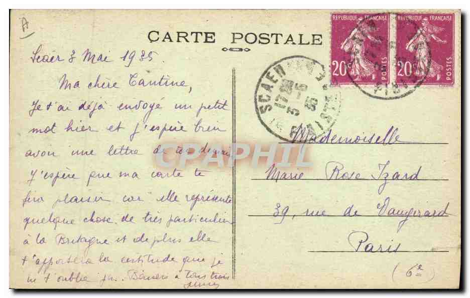 CPA Folklore Lits clos Lit clos breton  — Verso