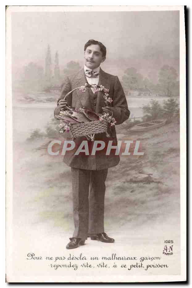 CPA Fantaisie Poisson 1er Avril Homme 