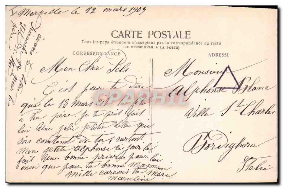 CPA Fantaisie Poisson 1er Avril Enfant  — Rückseite