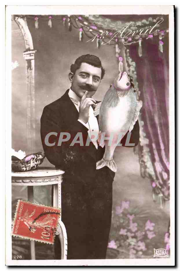 CPA Fantaisie Poisson 1er Avril Homme 