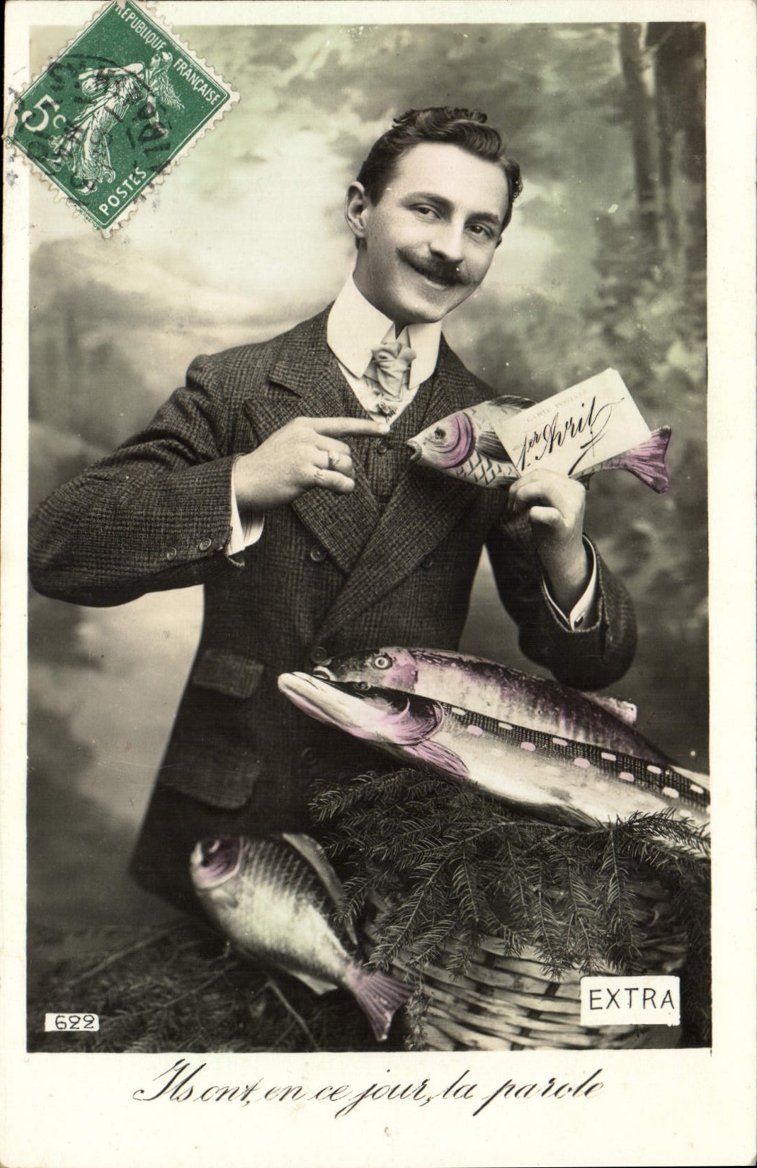 CPA Fantaisie Poisson 1er Avril Homme 