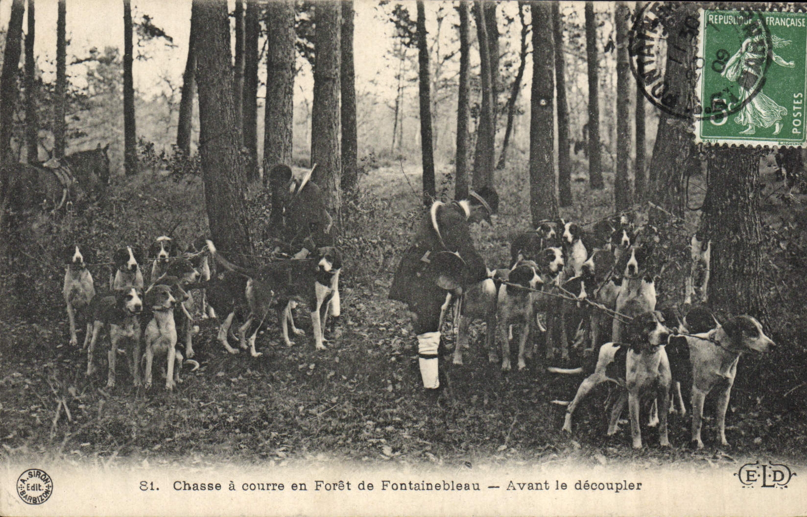 Chasse à courre en Forêt de Fontainebleau — Avant le découppler — SIRCH Édit. Banlieue