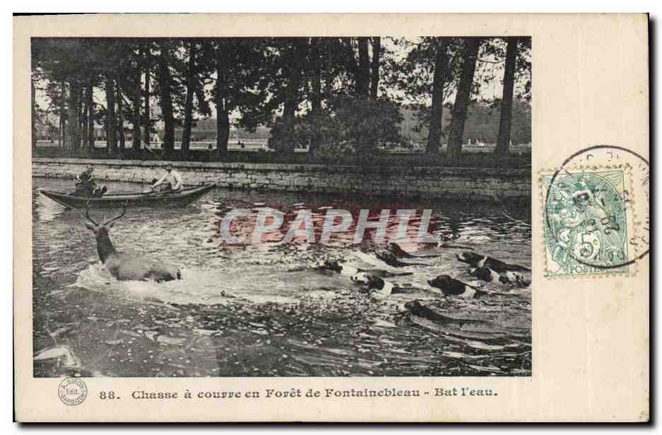 Chasse à courre en Forêt de Fontainebleau - Bat l'eau — S. Delpruid, éditeur S. Delpruid, n°88