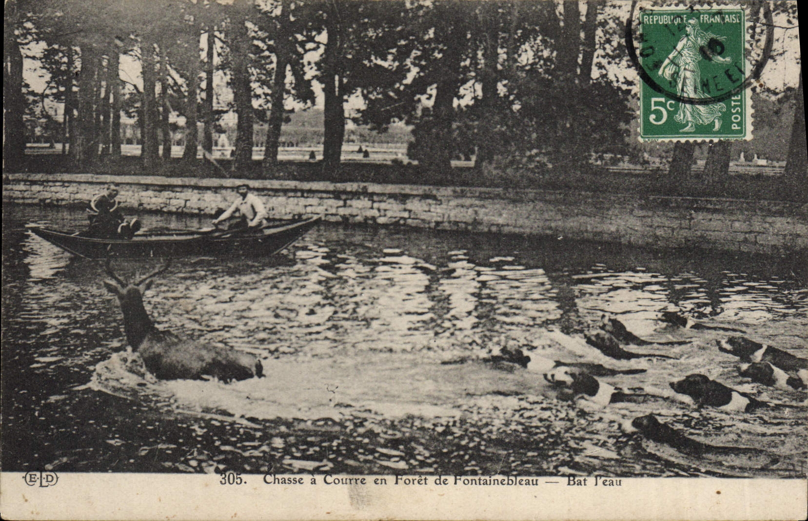 Chasse à Courre en Forêt de Fontainebleau — Bat l'eau — Éditeur ELP, n° 305