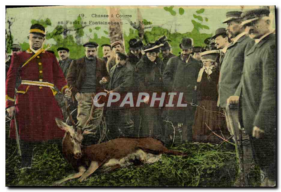 Chasse à Courre en Forêt de Fontainebeau - La Mort — CPA PHIL