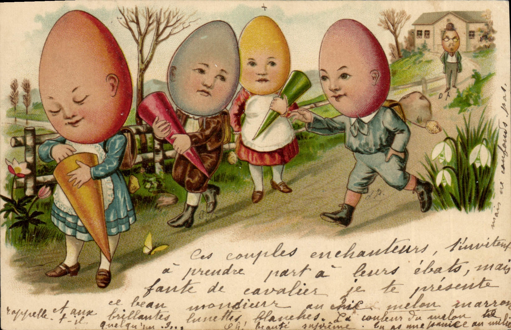 CPA Fantaisie Enfant Oeufs 
