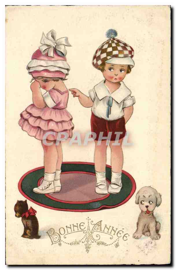 CPA Fantaisie Enfants Chien 