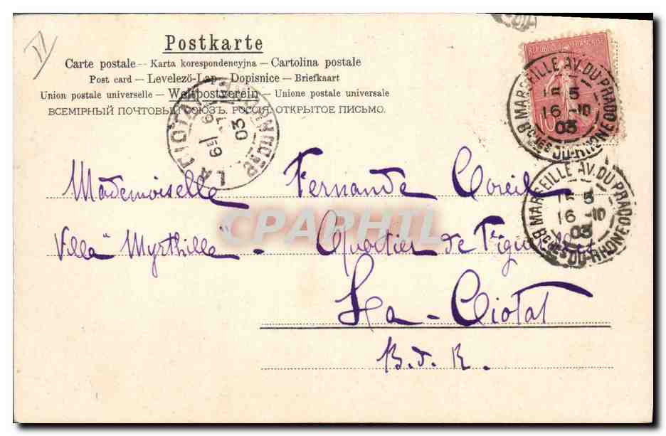 Ich hätte dich so sehr geliebt, mein Herz Fernande — herzlich — dein Herz — A.A.M.B. N° 221 — Rückseite