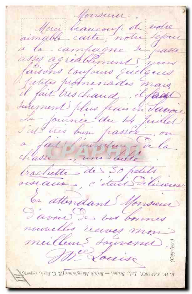 Jeune femme à la fleur rouge — Éditeur E. W. SAVORY, Ltd. — Paris — Achterkant
