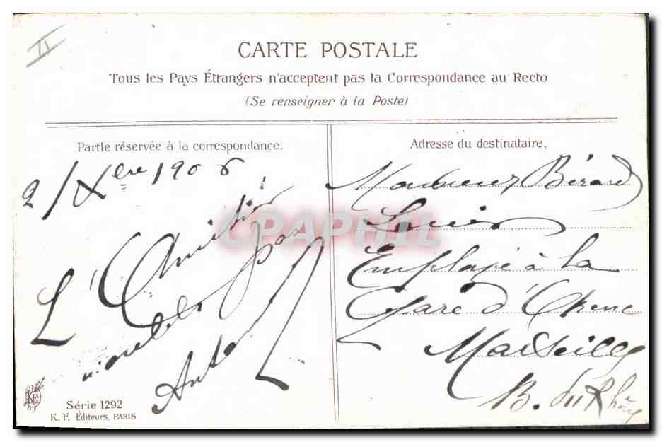 Jeune femme à la rose — Série 1292 — K.F. Éditeurs, PARIS — Verso