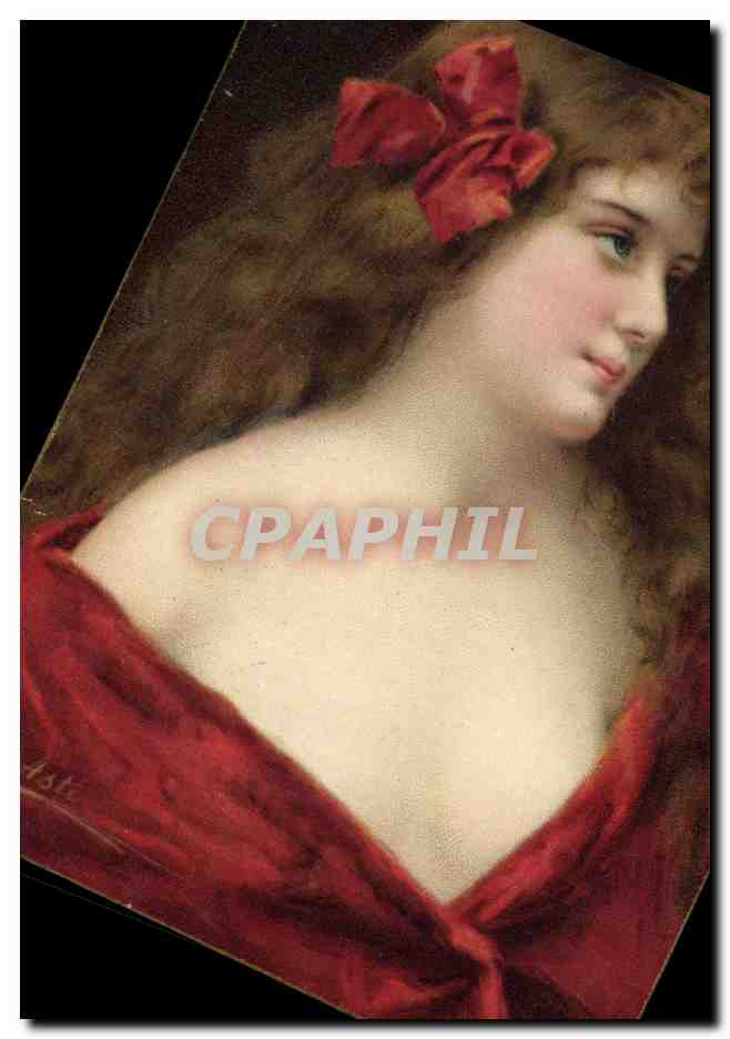 Jeune femme à la robe rouge — portrait — K. F. Éditeurs, Série 1292