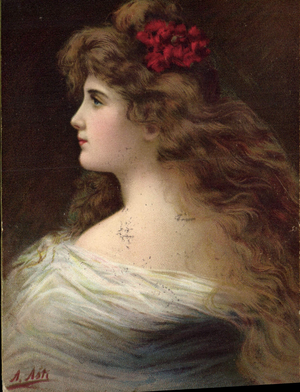 Jeune femme à la rose — portrait — K.F. Éditeurs, Série 1202
