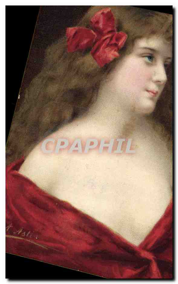 Jeune femme à la robe rouge — portrait — A. Astié, Série 1292