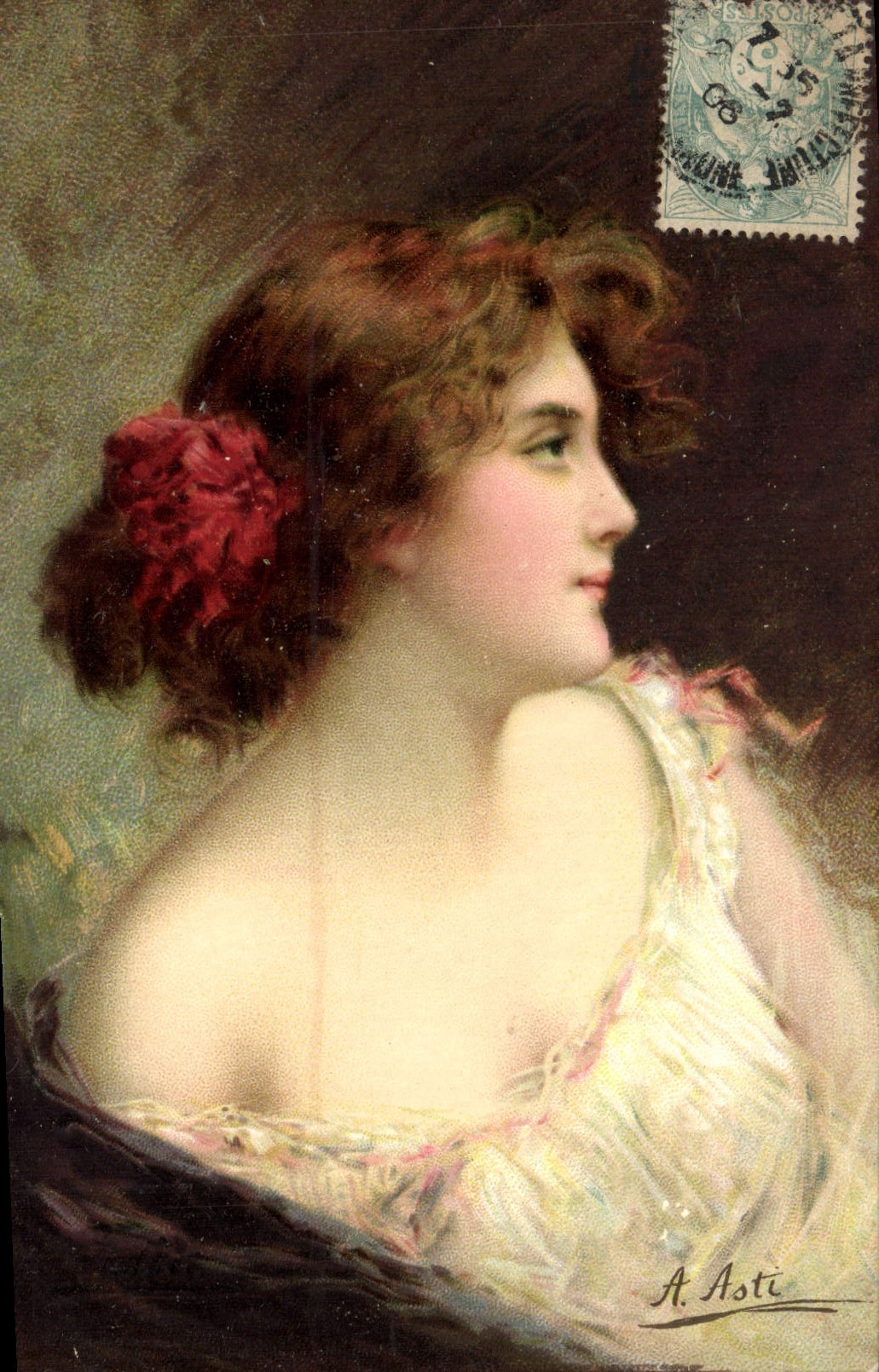 Jeune femme en robe légère — A. Asti — K. F. Éditeurs, Série 1292