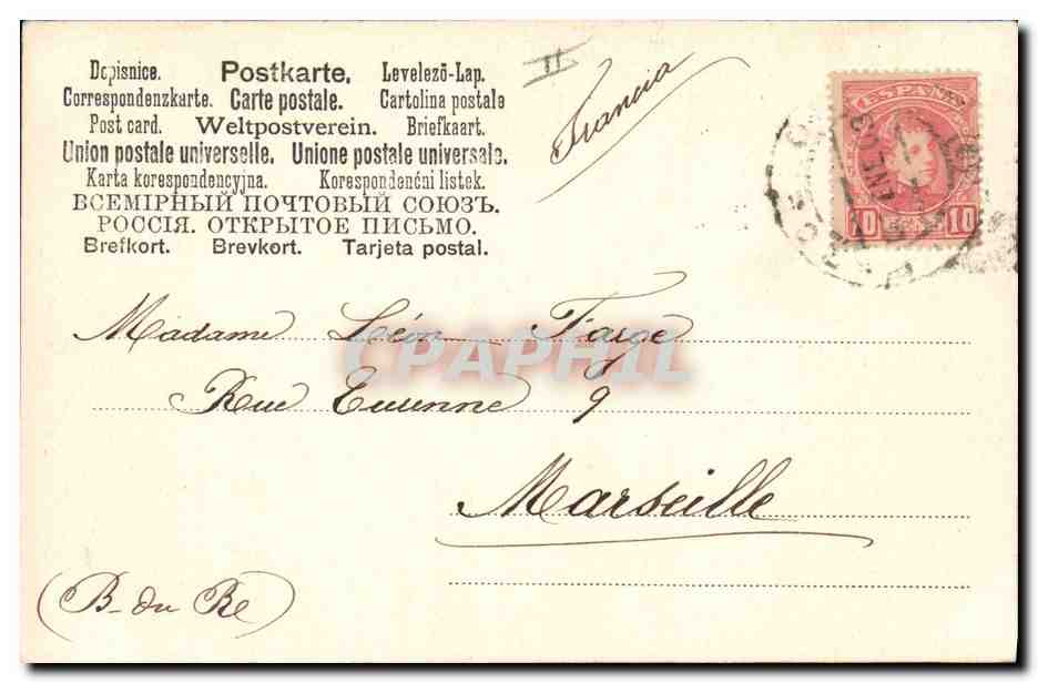 Noël — Snowman et jeune fille — Próspero año 1903, éditeur non identifié — Rückseite