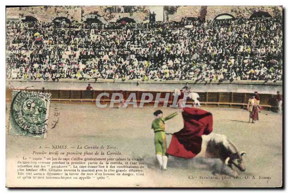 CPA Corrida Course de taureaux Nimes la corrida de Toros Premier terco ou premiere phase de la corrida 
