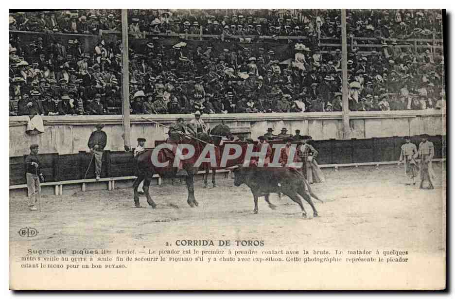 CPA Corrida Course de taureaux Corrida de Toros suerte de piques 