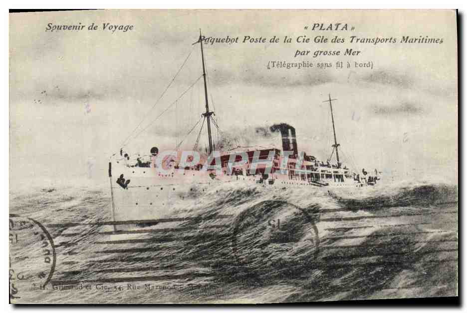 Paquebot Poste « PLATA » — Cie des Transports Maritimes — H. Géraud et Cie, Paris