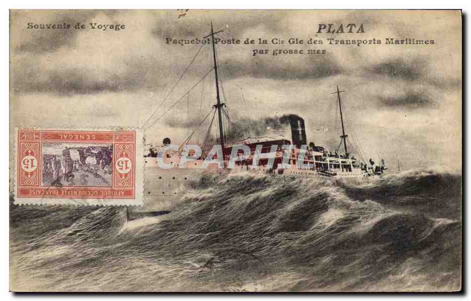 Paquebot PLATA — Cie des Transports Maritimes — Souvenir de Voyage