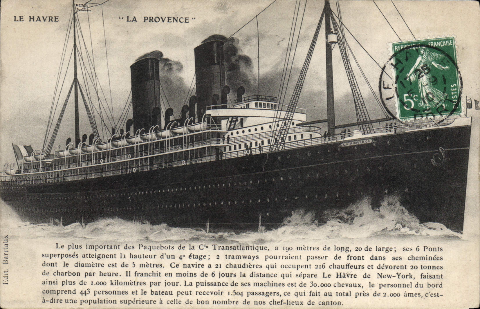 CPA Bateau Paquebot Le Havre La Provence