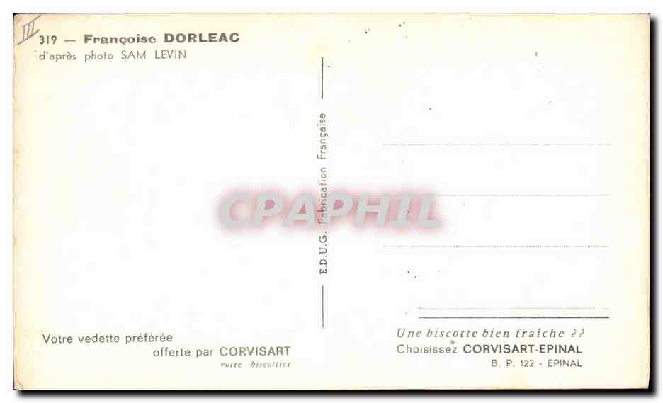 CPM Cinema Francoise Dorleac Sam Levin  — Back
