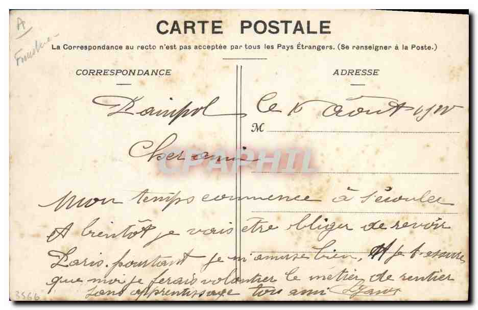 CPA Folklore Jeune fille des environs de Chateauneuf — Verso