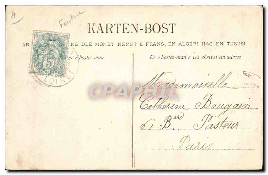 CPA Folklore Jeune fille de Lanriec et Tregunc Environs de Concarneau — Verso