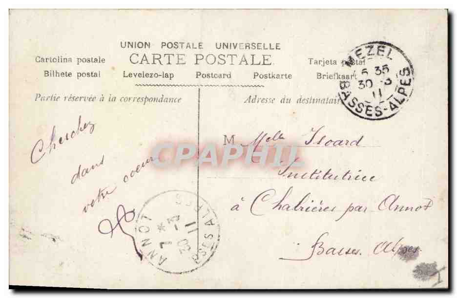CPA Fantaisie Paques Poisson Femme  — Rückseite