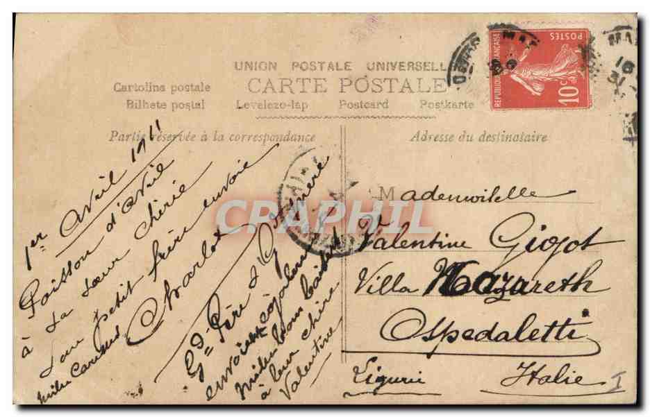 CPA Fantaisie Paques Poisson Enfant  — Rückseite