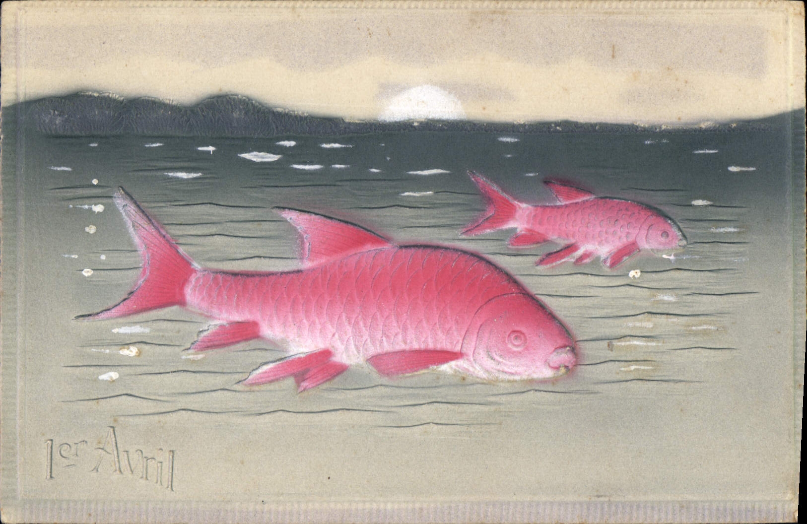 Deux poissons roses — 1er Avril — éditeur non visible