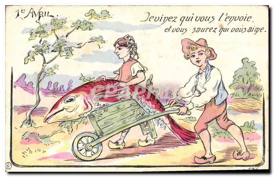 CPA Fantaisie Paques Poisson Enfants 