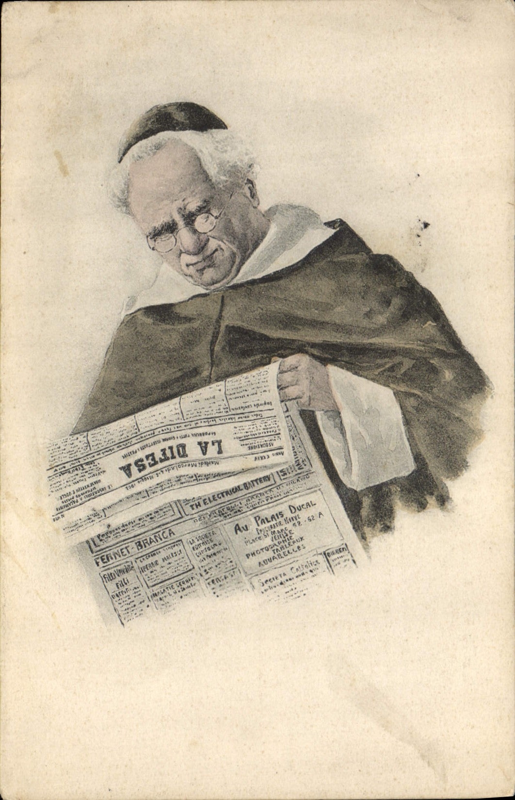 CPA Fantaisie Illustrateur Pretre Journal La Difesa 