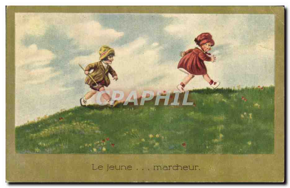 CPA Fantaisie Illustrateur Enfants Le jeune marcheur 