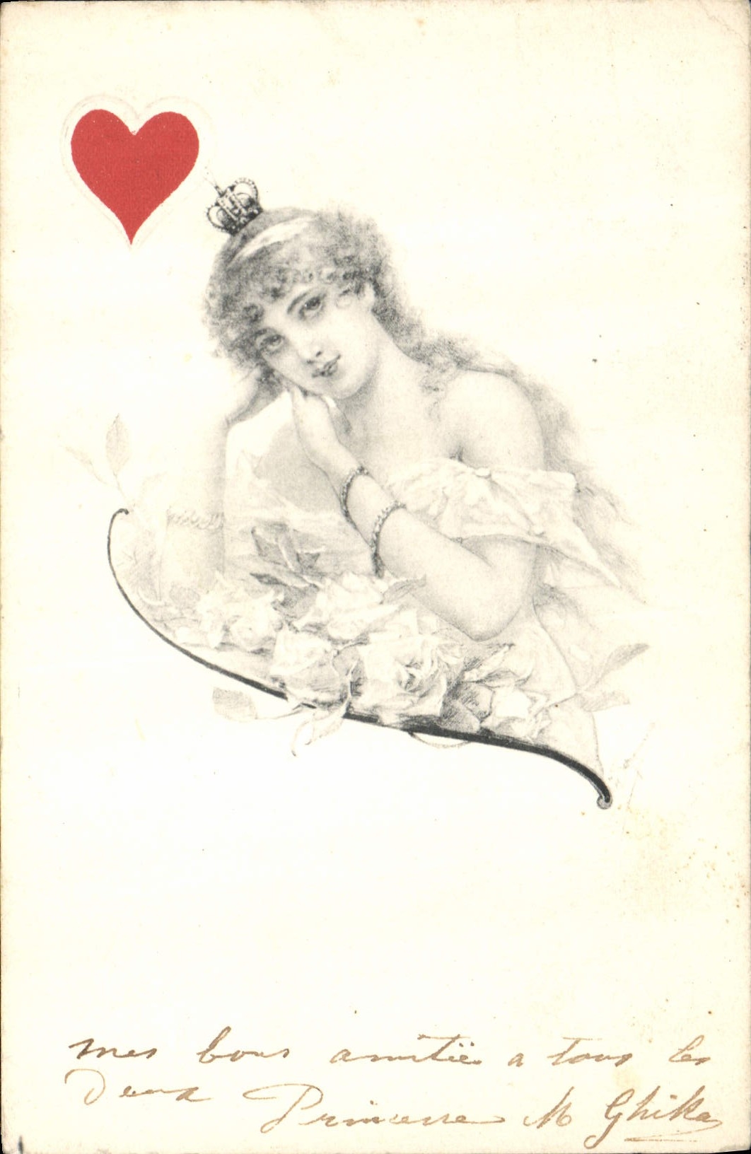 CPA Fantaisie Illustrateur Femme Coeur 
