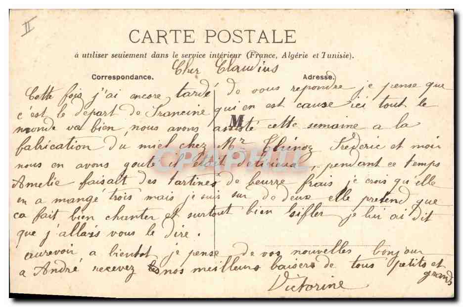 CPA Madame A de Lamartine  — Rückseite