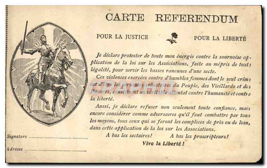 CPA Jeanne d'Arc Carte Referendum Pour la justice Pour la Liberte TOP 