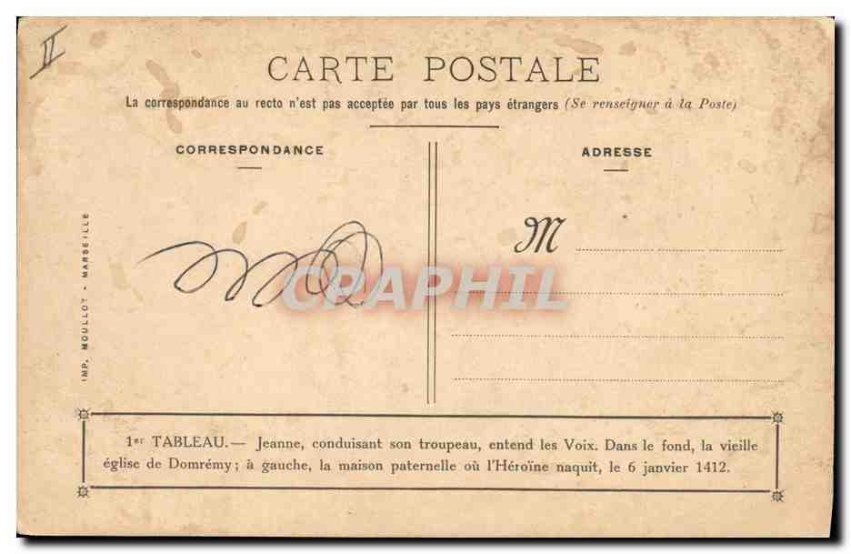 CPA Jeanne d'Arc conduisant son troupeau  — Verso